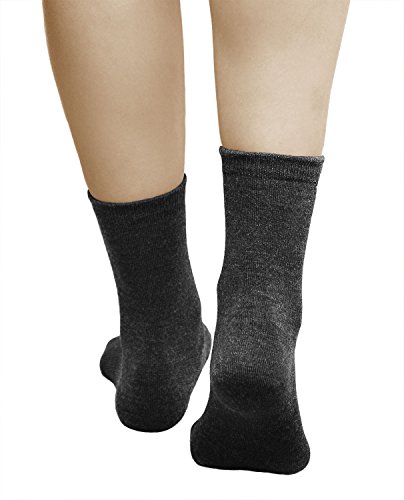 vitsocks Calcetines Lana MERINO 80% Calientes Mujer (3 PARES) Transpirables Suaves, lisos gris, 35-38