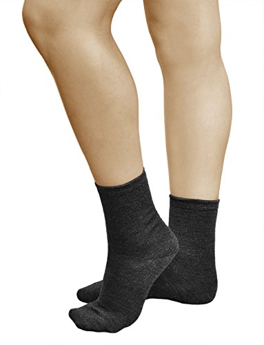 vitsocks Calcetines Lana MERINO 80% Calientes Mujer (3 PARES) Transpirables Suaves, lisos gris, 35-38