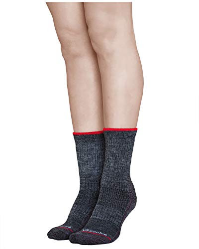 vitsocks Calcetines Lana Merino TREKKING Antiampollas Mujer, Senderismo Calientes, 2x pack: verde gris, 35-38