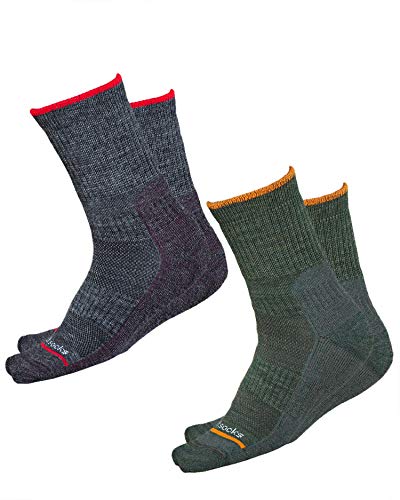 vitsocks Calcetines Lana Merino TREKKING Antiampollas Mujer, Senderismo Calientes, 2x pack: verde gris, 35-38
