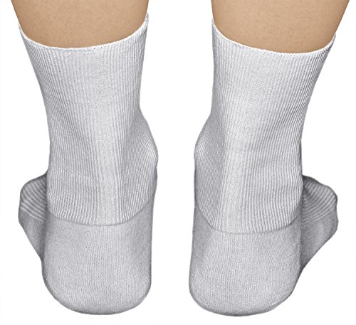 vitsocks Calcetines Sin Elástico 98% Algodón Mujer (3 PARES) Sin Presión Hinchazón Leve, blanco, 39-42