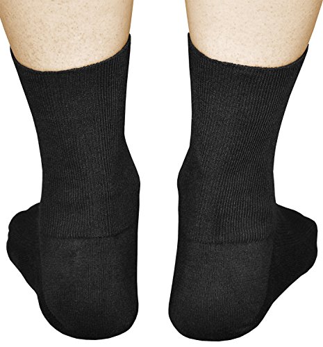 vitsocks Calcetines Sin Elástico 98% Algodón Mujer (3 PARES) Sin Presión Hinchazón Leve, negro, 39-42