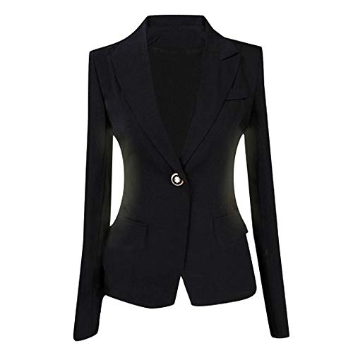 VJGOAL Blazers para Mujer Botones Bolsillos de Solapa de Manga Larga Trajes Señoras Office Casual Slim Rebeca Abrigos Tops Chaqueta de Fiesta