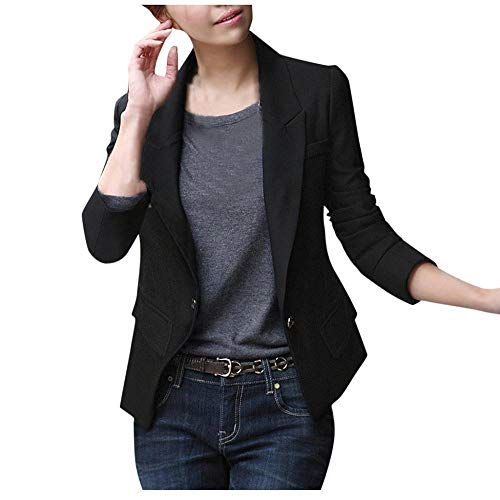 VJGOAL Blazers para Mujer Botones Bolsillos de Solapa de Manga Larga Trajes Señoras Office Casual Slim Rebeca Abrigos Tops Chaqueta de Fiesta