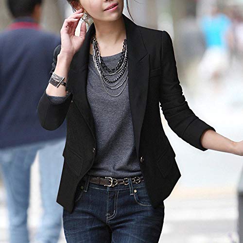 VJGOAL Blazers para Mujer Botones Bolsillos de Solapa de Manga Larga Trajes Señoras Office Casual Slim Rebeca Abrigos Tops Chaqueta de Fiesta