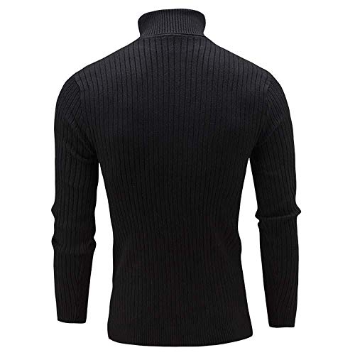 VJGOAL Hombre Suéter Invierno Color sólido Delgado Cálido Tejido Cuello Alto Jerséis de Manga Larga Tops Tallas Grandes Cuello de Cisne Espesar Twist Tejer Jersey de Fondo