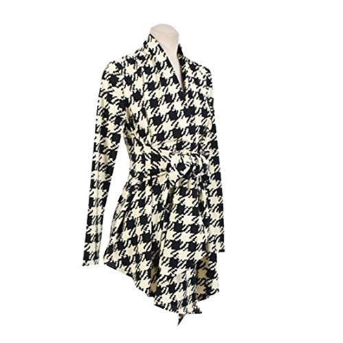 VJGOAL Otoño e Invierno para Mujer de Moda Casual Clásico patrón de Pata de Gallo Salvaje Rebeca Rebeca Chaqueta Outwear(L,Negro)