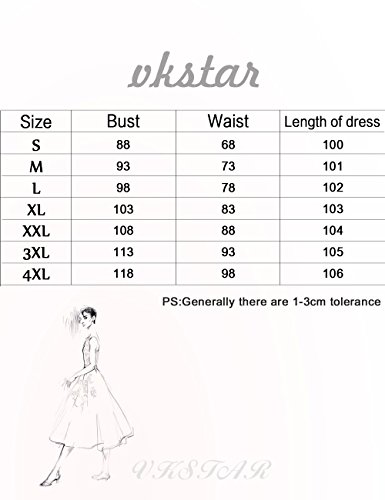 vkstar® para Mujer Vintage 1950 de Inspired botón Swing vestido de noche Rockabilly Pinup cóctel fiesta vestidos de novia vestido de fiesta de dama Rojo granate XXL