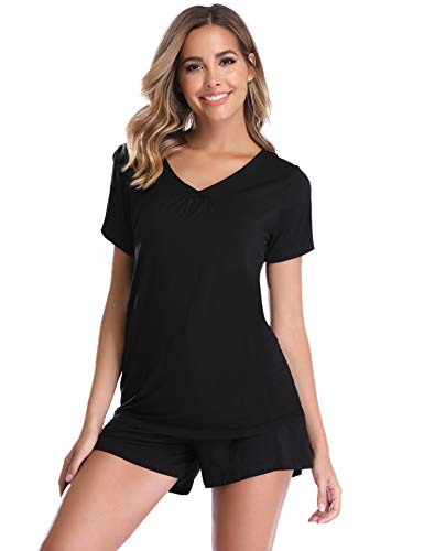 Vlazom Pijamas para Mujer Verano 95% Algodón de Suave y Transpirable, Ropa de Dormir de Camiseta con Pantalones Cortas S-XXL