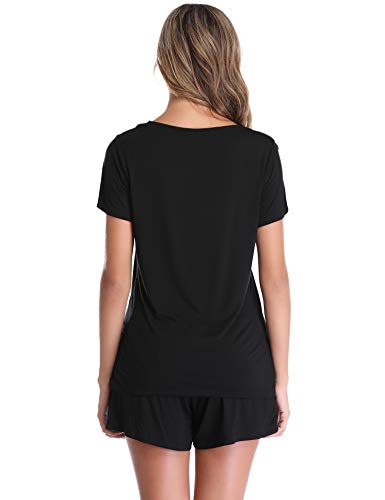 Vlazom Pijamas para Mujer Verano 95% Algodón de Suave y Transpirable, Ropa de Dormir de Camiseta con Pantalones Cortas S-XXL