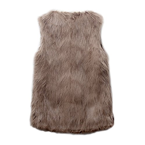 VLUNT Chaleco para Mujer Chleco Piel Invierno Sin Mangas Abrigo Piel Mujer Sin Mangas Chaqueta Pelo Chaleco Mujer Fur Vest (Caqui, XXX-Large)