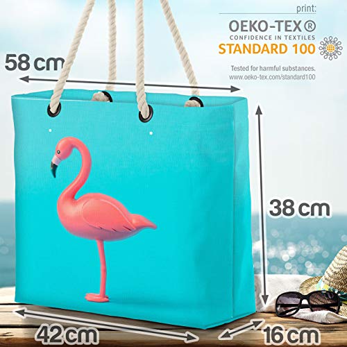VOID Turquesa Flamingo Bolsa de Playa 58x38x16cm 23L Shopper Bolsa de Viaje Compras Beach Bag Bolso