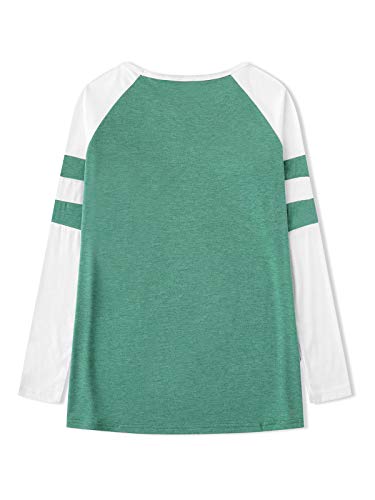 VONDA Camisa Manga Larga para Mujer Blusas Manga Larga Elegante Camiseta Larga Rayas Casual Túnica Tops Jersey Largo A-Verde M