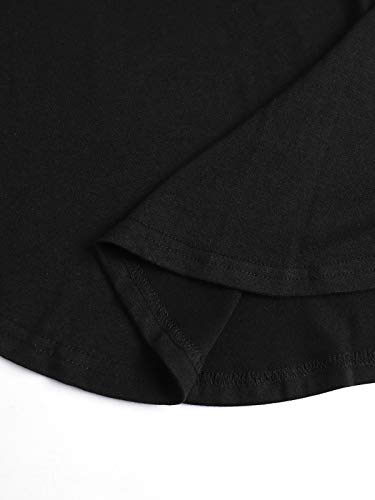 VONDA Camiseta de Manga Larga para Mujer Camisas Casuales de Cuello Redondo Jersey Flojo de béisbol raglanas A-Negro S