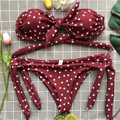 Voqeen Bikini Mujer Bikini con Estampado de Lunares Push-Up Traje de baño con Acolchado Traje de baño