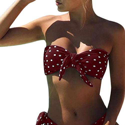 Voqeen Bikini Mujer Bikini con Estampado de Lunares Push-Up Traje de baño con Acolchado Traje de baño