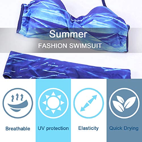 Voqeen Bikinis Mujer Push Up Bikinis 2021 Bandeau Top Traje de Baño Mujer Sexy Conjuntos de Bikini Reversibles 2pcs Halter Cuello Bikini