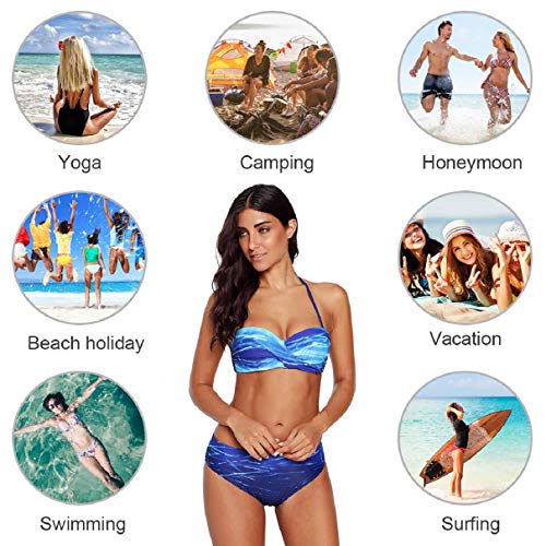 Voqeen Bikinis Mujer Push Up Bikinis 2021 Bandeau Top Traje de Baño Mujer Sexy Conjuntos de Bikini Reversibles 2pcs Halter Cuello Bikini