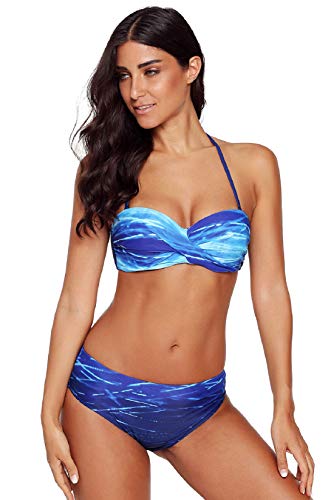 Voqeen Bikinis Mujer Push Up Bikinis 2021 Bandeau Top Traje de Baño Mujer Sexy Conjuntos de Bikini Reversibles 2pcs Halter Cuello Bikini