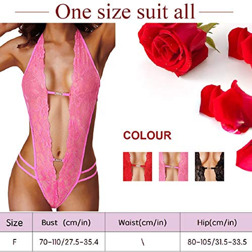 Voqeen Mujer Lencería Sexy de Encaje Ropa de Dormir Transparente para Sexy Conjunto Sexy Babydoll Sin Respaldo