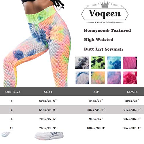 Voqeen Mujer Pantalones de Yoga con Efecto Tie Dye con Textura de Panal Leggings Fruncidos con Pliegues de Levantamiento de Glúteos de Cintura Alta Medias de Botín Leggings Deportivos de Gimnasio