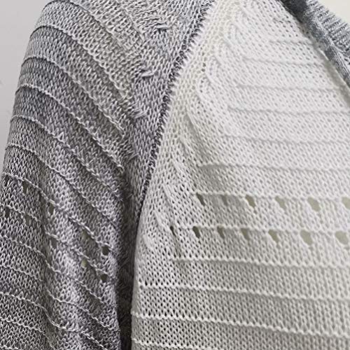 Voqeen Mujer Sudaderas con Capucha Boho Jersey Suéteres de Punto Ahueca hacia Fuera La Pull-Over con Cremallera Borrosa de Manga Larga Otoño Invierno