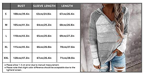 Voqeen Mujer Sudaderas con Capucha Boho Jersey Suéteres de Punto Ahueca hacia Fuera La Pull-Over con Cremallera Borrosa de Manga Larga Otoño Invierno