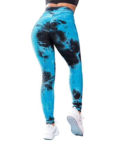 Voqeen Pantalones de Adelgazantes Mujer Leggins Reductores Adelgazantes Leggings Pantalones de yoga tie-dye Anticeluliticos Cintura Alta Mallas Fitness Push Up para Deporte Mallas Pantalones