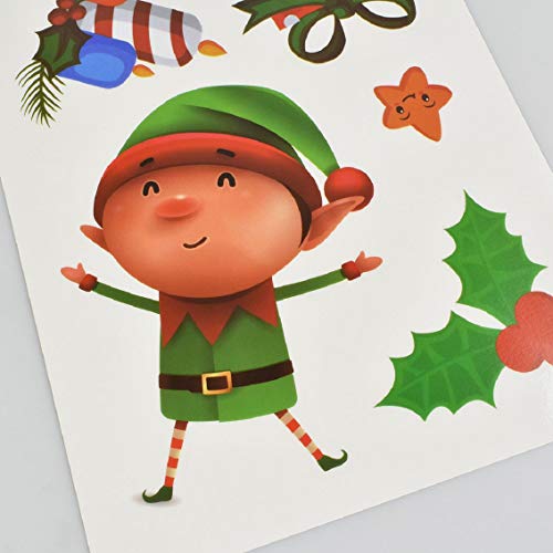 Voqeen Pegatinas de Navidad Calcomanías para ventanas Lindo Decoración de ventanas Santa Claus Adhesivos reutilizables Calcomanías electrostáticas ventanas