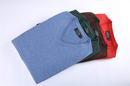 Voray Ga Jersey Básico de Punto Cuello Pico (Marrón, XXL)