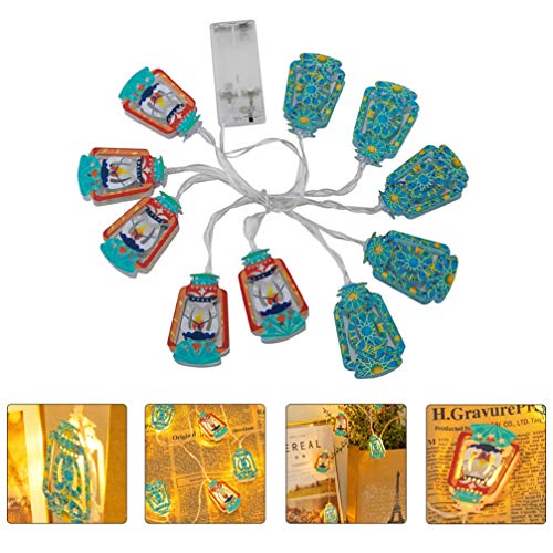 VOSAREA Cadena de Luz LED Ramadan Eid Luces de Cadena de Hadas Mini Lámpara de Queroseno Decoración Mubarak Islámica para Patio Jardín Hogar Boda Fiesta Árbol Decoraciones 1. 5M