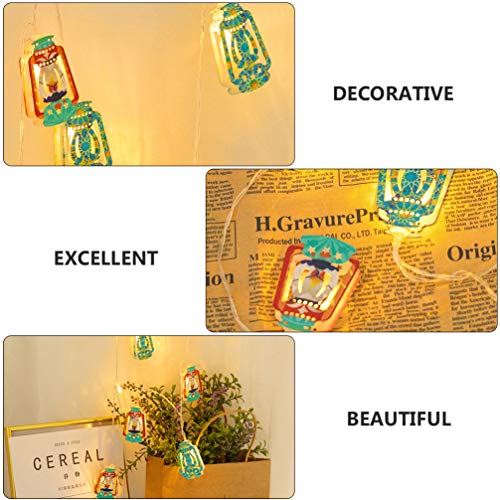VOSAREA Cadena de Luz LED Ramadan Eid Luces de Cadena de Hadas Mini Lámpara de Queroseno Decoración Mubarak Islámica para Patio Jardín Hogar Boda Fiesta Árbol Decoraciones 1. 5M