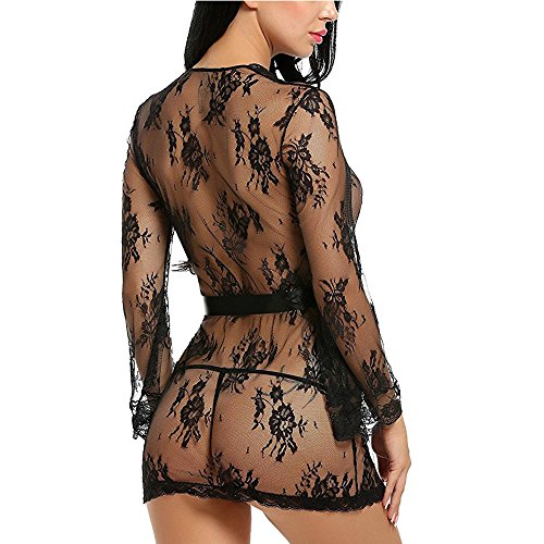 VPASS Lencería Erotica de Mujer, Mujeres Sexy Ropa de Dormir Moda Mujeres Sexy Ropa Interior Camisón Perspectiva de Encaje de lencería Hueca Babydoll Traje Especias Tentación Camisón Pijamas