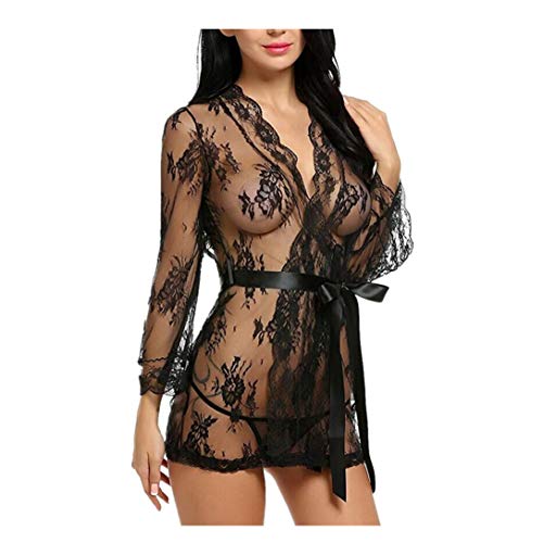 VPASS Lencería Erotica de Mujer, Mujeres Sexy Ropa de Dormir Moda Mujeres Sexy Ropa Interior Camisón Perspectiva de Encaje de lencería Hueca Babydoll Traje Especias Tentación Camisón Pijamas