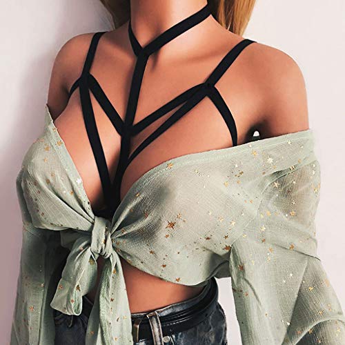 VPASS Lencería Erotica de Mujer, Sujetador de arnés para Mujer Sujetador de arnés Mujer Hollowout Sexy Ropa de Dormir Camisón Perspectiva de Encaje Lencería Hueca Babydoll Tentación