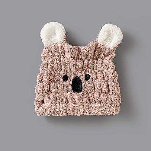 Vqxrhf Gorro de Pelo seco de Lana Coral para niños, Gorro de Ducha de Secado rápido Absorbente de Oso Lindo, Diadema de Microfibra para niños