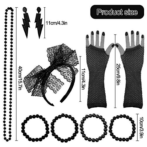 VSTON 80s Disfraz de Disfraces para Mujeres niñas Adultos 80 Vestidos para Mujeres, Accesorios de Fiesta, neón con Faldas tutú relámpago Aros Venda Malla Guantes Cuentas Collar 1980 Fiesta Disfraz