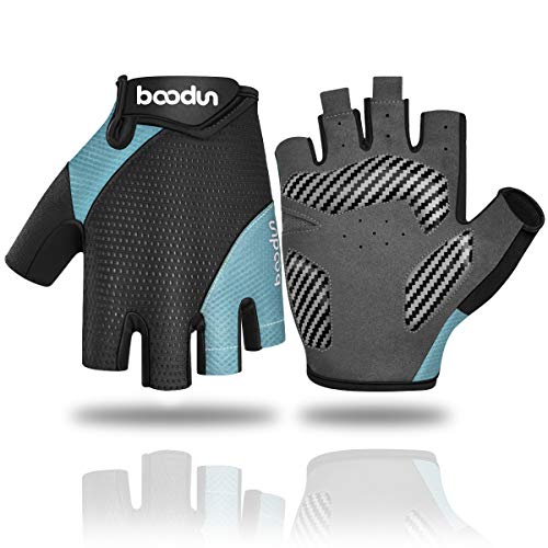 WACCET Guantes Ciclismo Verano Hombre Mujer, Transpirable Antideslizante Medio-Dedo Guantes Bicicleta Montaña con Almohadilla de Gel Guantes Bici para Deportes al Aire Libre (Azul, M)