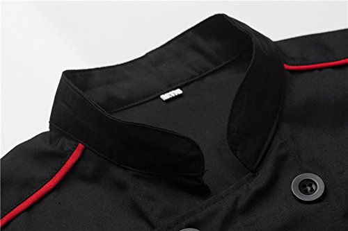 WAIWAIZUI Cocina Uniforme Camisa de Cocinero Manga Corta, Color Negro, XL