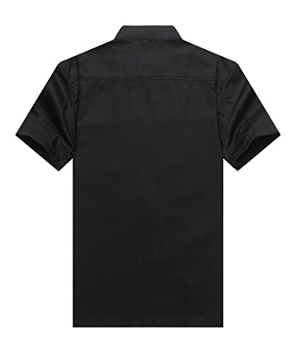WAIWAIZUI Cocina Uniforme Camisa de Cocinero Manga Corta, Color Negro, XL