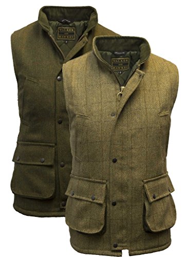Walker and Hawkes - Chaleco de Tweed para Hombre - Inspirado en la hípica y la Caza - Salvia Oscuro - S (38"-40")