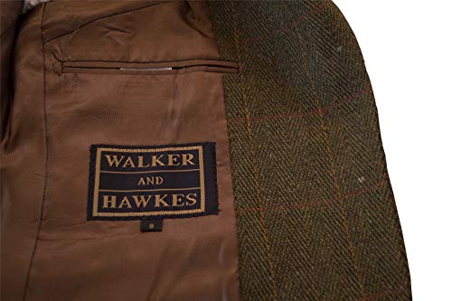 Walker and Hawkes Mayland - Blazer de Tweed para Mujer - Chaqueta de Estilo clásico inglés - Salvia Oscuro - EU 46 (UK 18)