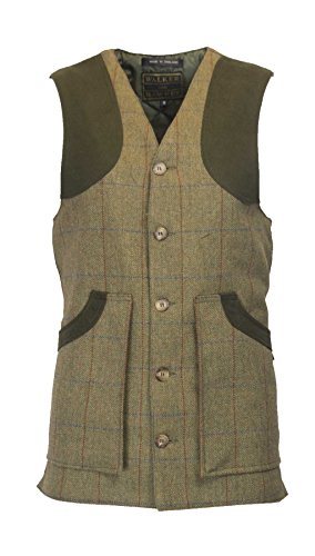 Walker and Hawkes Winston - Chaleco de Tweed para Hombre - Inspirado en la hípica y la Caza - Verde Bosque - Verde Bosque - XL (44"-46")