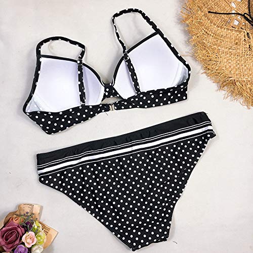 Walker Valentin Bikini Traje de baño Sexy Bikinis Black Natación de Traje para Mujer Dot Polka Traje de baño Acolchado Push-Up Bikini Set Black, Size : 3XL