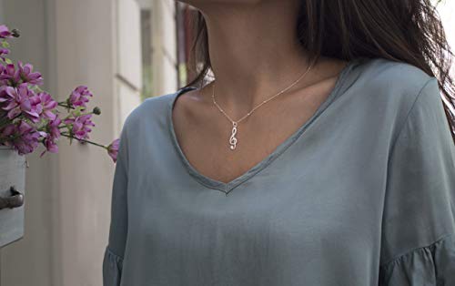 WANDA PLATA Collar con Colgante Clave de Sol para Mujer en Plata de Ley 925, Música, Nota Musical