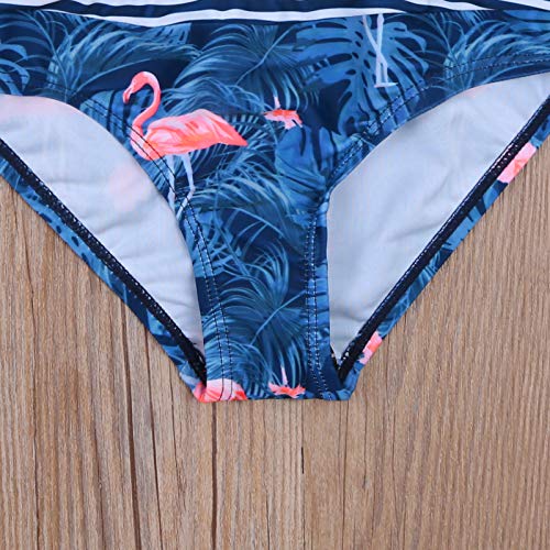 WangsCanis 2 piezas Infantil Playa del Niño Traje de Baño Bikini Set de dos Piezas Traje de Baño Traje de Baño Sujetador Top Slip Flamenco Azul Oscuro 8 años