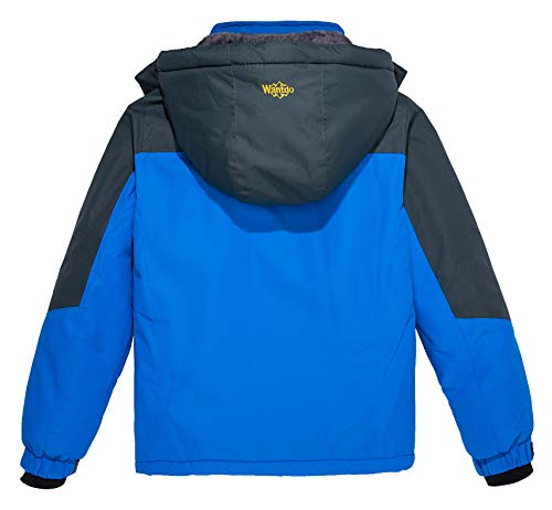 Wantdo Abrigo de Invierno Aislada con Vellón Chaquetas Capucha Desmontable a Prueba de Viento Parka Snowboard de Esquí Exteriores Chaquetas de Montaña de Senderismo para Niño Azul Lago Claro 128-134