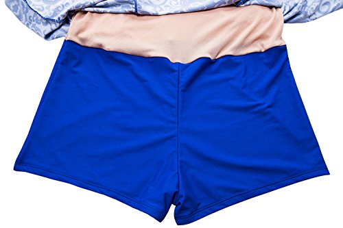 Wantdo Bañador Vestido de Playa Tankini con Falda 1 Pieza para Mujer Brillante Azul 44-46