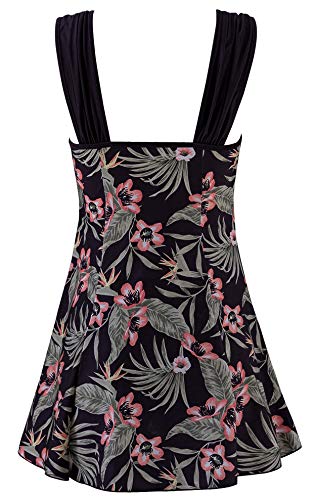 Wantdo Bañador Vestido de Playa Tankini con Falda 1 Pieza para Mujer Flor de Begonia 52-54