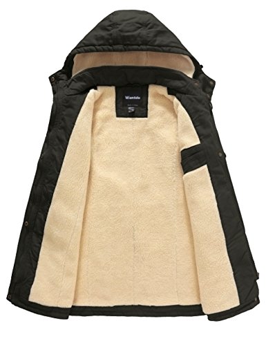 Wantdo Chaqueta Acolchada a Prueba de Viento Parka Casual Militar Exteriores Chaqueta Longitud Media Ajustado Parka de Moda Slim Fit Mujeres Verde Militar Medium